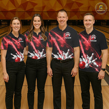 Load image into Gallery viewer, Red Smoking Bowling Polo &amp; 1/4-Zip Shirt For Women Custom Funny Eagle Team Bowling Jersey NYN3239