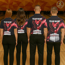 Load image into Gallery viewer, Red Smoking Bowling Polo &amp; 1/4-Zip Shirt For Women Custom Funny Eagle Team Bowling Jersey NYN3239