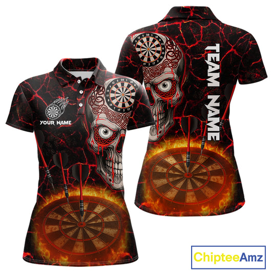Custom White And Black Silver Chains Dartboards Dart Shirts For Women, Dart Team Jerseys NYN0054