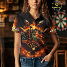 Load image into Gallery viewer, Custom Women's Darts Polo Jersey US Flag Flaming Eagle Dartboard For Darts Team NYN0770