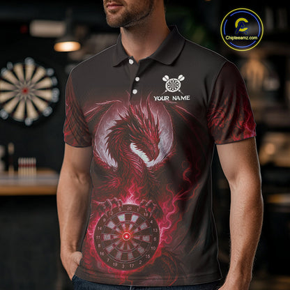 Custom Black And Red Smoke Dragon Dartboard Dart Shirt For Men Outfits Dart Jerseys NYN1088