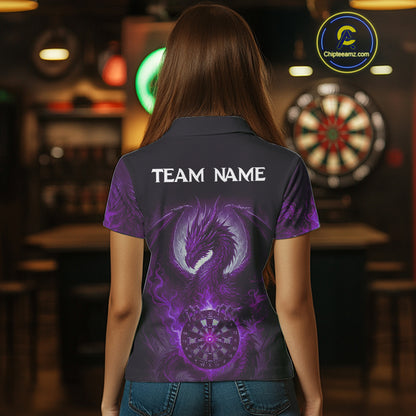 Custom Black And Purple Smoke Dragon Dartboard Dart Shirt For Women Outfits Dart Jerseys NYN1089
