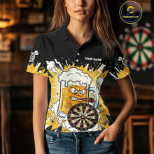 Load image into Gallery viewer, Beer Mascot Smoking Dartboard Custom Women Darts Polo Shirt Funny Funny Dart Jerseys NYN1957