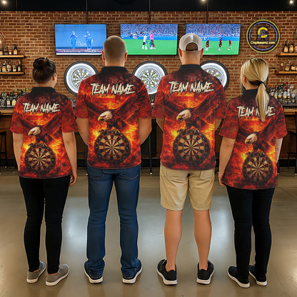 US Flag Eagle Flame Dartboard Darts Polo Shirts For Men Custom Patriotic Dart Team Jerseys NYN2507