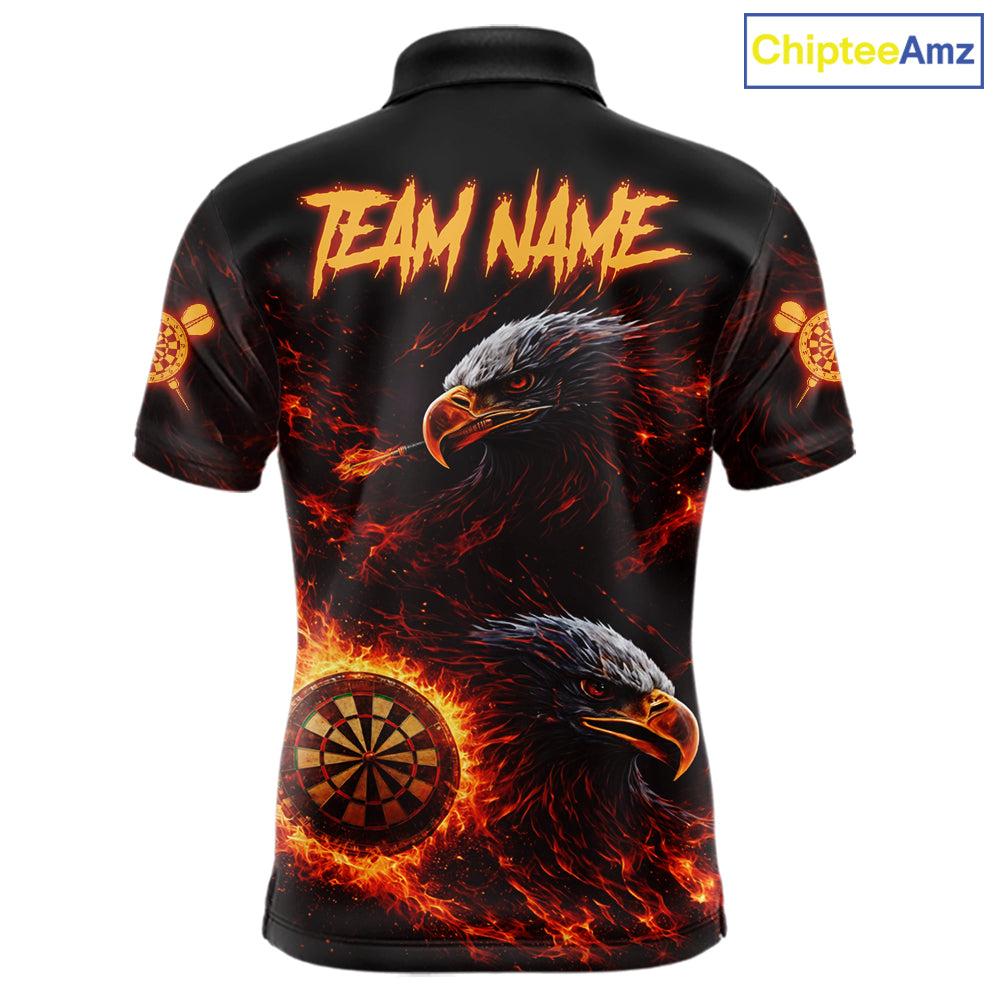 Eagle Couple Flame Dartboard & Arrow Men Darts Polo Shirt Custom Outfits Dart Team Jerseys NYN2508