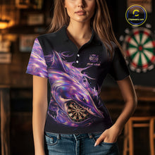Load image into Gallery viewer, Personalized Pink Holographic Shark Women Darts Polo League Shirts Funny Grunge Dart Jerseys NYN2707