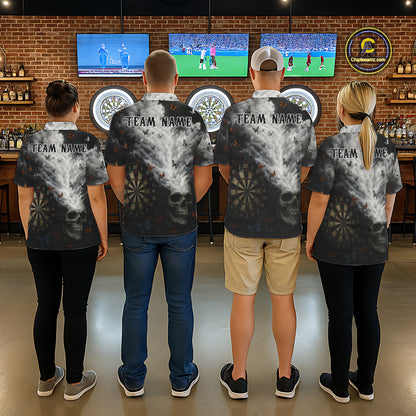Custom White Smokes Skull Dartboard Women Dart Polo Shirt Butterfly Dart Jerseys NYN2708