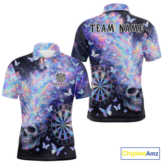 Custom Holographic Smokes Skull Dartboard Men Dart Polo Shirt Butterfly Dart Jerseys NYN2709