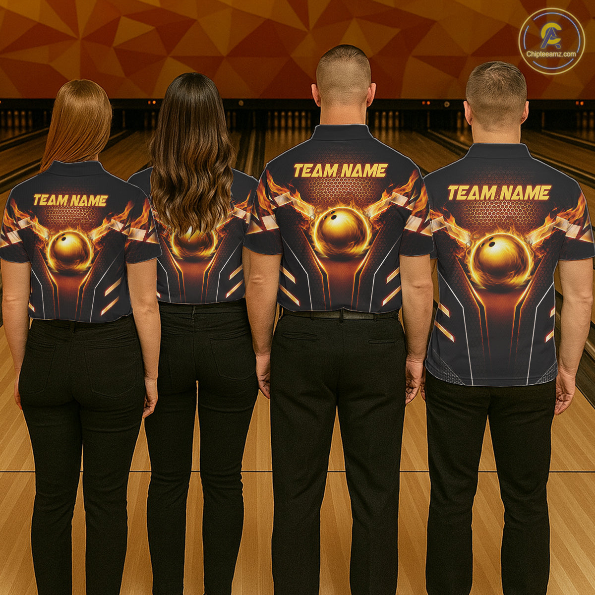 Custom Fire Flame Bowling Jerseys For Men, Personalized Bowling Pin & Ball Team Shirts | Yellow NYN3069
