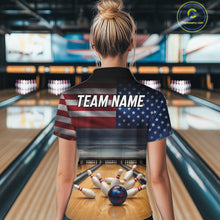 Load image into Gallery viewer, Personalized Fire Flame USA Flag Eagle Bowling Team Shirts For Women Outfits Patriotic Bowling Gifts NYN3073