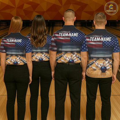 Personalized Fire Flame USA Flag Eagle Bowling Team Shirts For Men Outfits Patriotic Bowling Gifts NYN3073