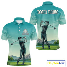 Load image into Gallery viewer, Funny Skeleton Golf Course Golf Polo Shirts For Men Personalized Team Name Golf Clothes NYN3252