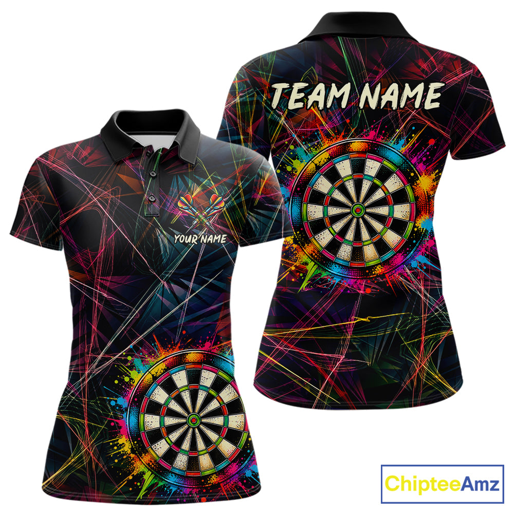 Splatter Paint Dartboard & Arrow Women Darts Shirt Personalized Colorful Team Darts Jersey NYN3244