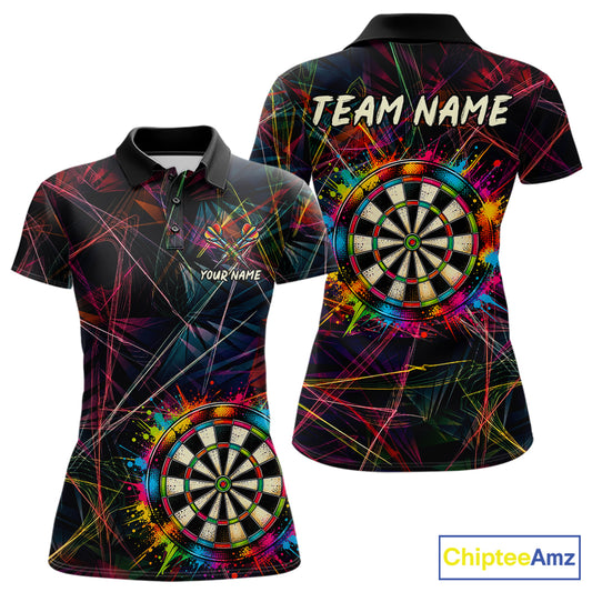 Splatter Paint Dartboard & Arrow Women Darts Shirt Personalized Colorful Team Darts Jersey NYN3244