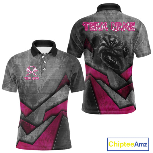 Aggressive Dog Dartboard Pink Darts Shirt For Men - Custom Name For Players NYN0561