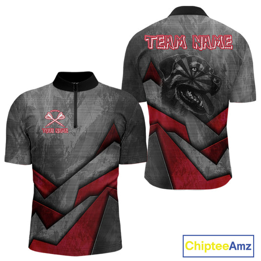 Aggressive Dog Dartboard Red Darts Shirt For Men - Custom Name For Players NYN0562