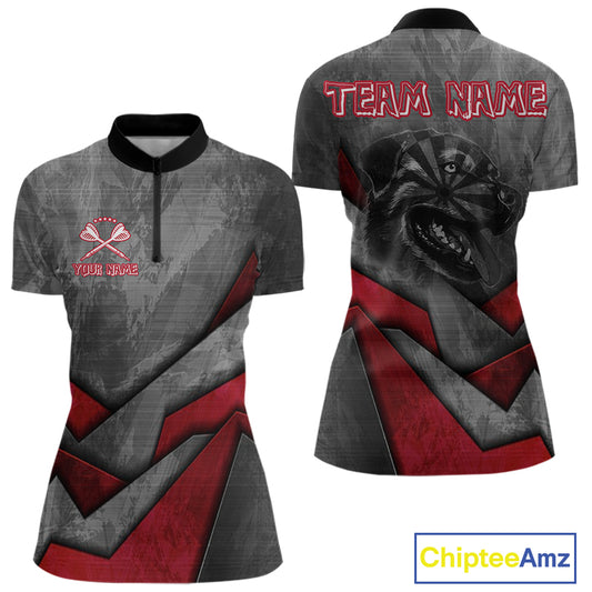 Aggressive Dog Dartboard Red Darts Shirt For Women - Custom Name For Players NYN0562