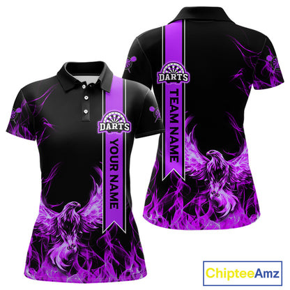 Custom Purple Flames Eagle Dart Shirts For Women Eagle Dart Team Jerseys Personalized NYN1108