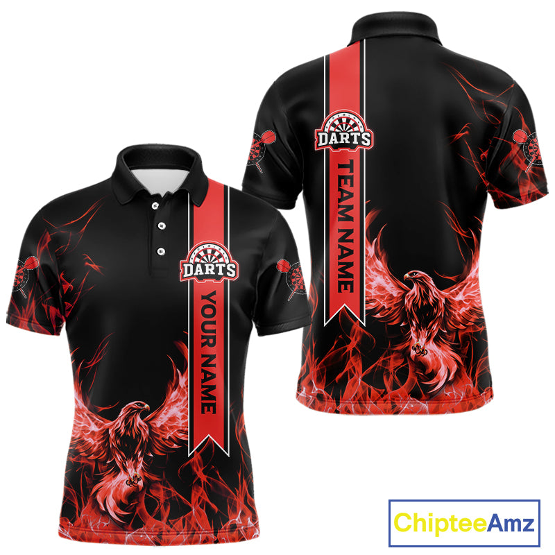 Custom Red Flames Eagle Dart Shirts For Men Eagle Dart Team Jerseys Personalized NYN1109
