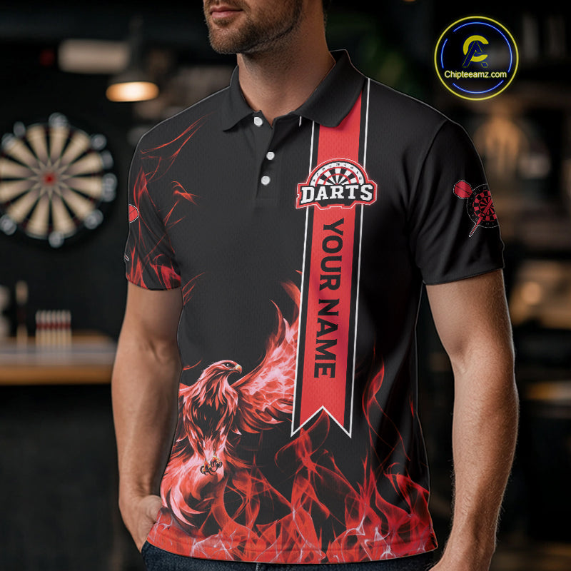 Custom Red Flames Eagle Dart Shirts For Men Eagle Dart Team Jerseys Personalized NYN1109