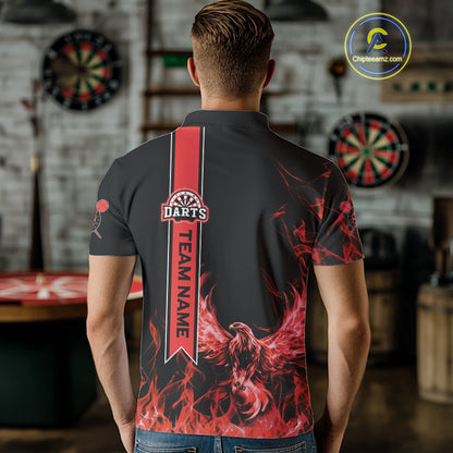 Custom Red Flames Eagle Dart Shirts For Men Eagle Dart Team Jerseys Personalized NYN1109