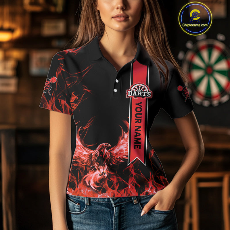 Custom Purple Flames Eagle Dart Shirts For Women Eagle Dart Team Jerseys Personalized NYN1108