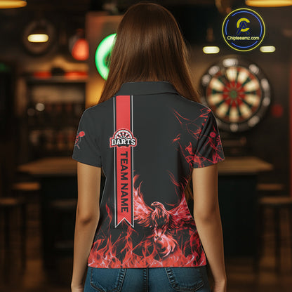 Custom Purple Flames Eagle Dart Shirts For Women Eagle Dart Team Jerseys Personalized NYN1108