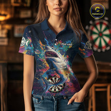 Load image into Gallery viewer, Personalized Multi-Color Splatter Funny Shark Women Darts Polo League Shirts Dart Jerseys NYN2217