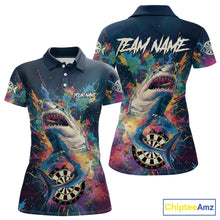 Load image into Gallery viewer, Personalized Multi-Color Splatter Funny Shark Women Darts Polo League Shirts Dart Jerseys NYN2217