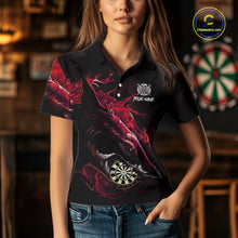 Load image into Gallery viewer, Personalized Red Horror Shark Women Darts Polo League Shirts Funny Grunge Dart Jerseys NYN2219