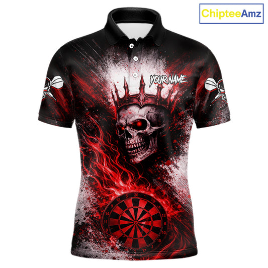 Red Crown Skull Fire Flame Dartboard Men Darts Polo Shirt Custom Grunge Dart Team Jerseys NYN2514