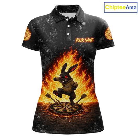 Crazy Rabbit Dartboard Fire Flame Darts Shirt For Women Custom Name & Team Grunge Dart Outfits Jerseys NYN3080