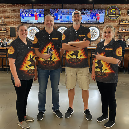 Crazy Rabbit Dartboard Fire Flame Darts Shirt For Men Custom Name & Team Grunge Dart Outfits Jerseys NYN3080