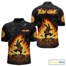 Load image into Gallery viewer, Crazy Rabbit Dartboard Fire Flame Darts Shirt For Men Custom Name &amp; Team Grunge Dart Outfits Jerseys NYN3080
