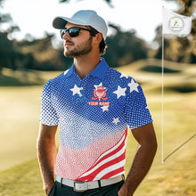 Load image into Gallery viewer, Red, Blue And White American Flag Golf Polo Shirts For Men Custom Patriot Golf Team Tournament NYN3255