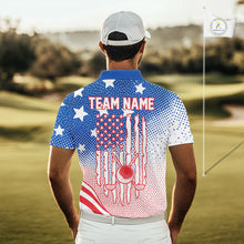 Load image into Gallery viewer, Red, Blue And White American Flag Golf Polo Shirts For Men Custom Patriot Golf Team Tournament NYN3255