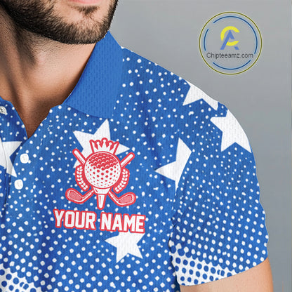 Red, Blue And White American Flag Golf Polo Shirts For Men Custom Patriot Golf Team Tournament NYN3255