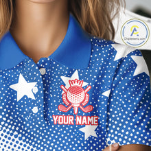 Load image into Gallery viewer, Red, Blue And White American Flag Golf Polo Shirts For Women Custom Patriot Golf Team Tournament NYN3255