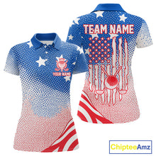 Load image into Gallery viewer, Red, Blue And White American Flag Golf Polo Shirts For Women Custom Patriot Golf Team Tournament NYN3255