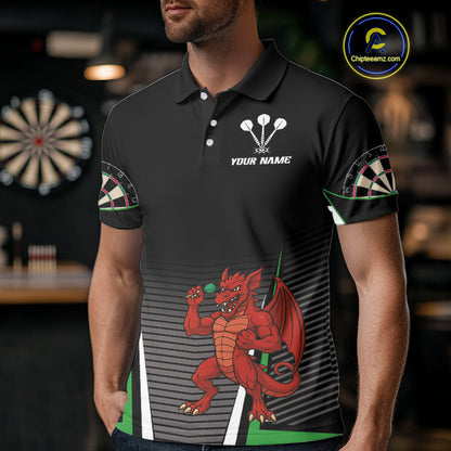 Custom Men's Darts Polo Jersey Dragon Plays Darts For Darts Team NYN0772
