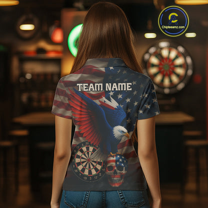 Custom Women's Darts Shirt Eagle US Flag Patriotic Dart Jerseys, Dart Shirts For Lovers NYN1121