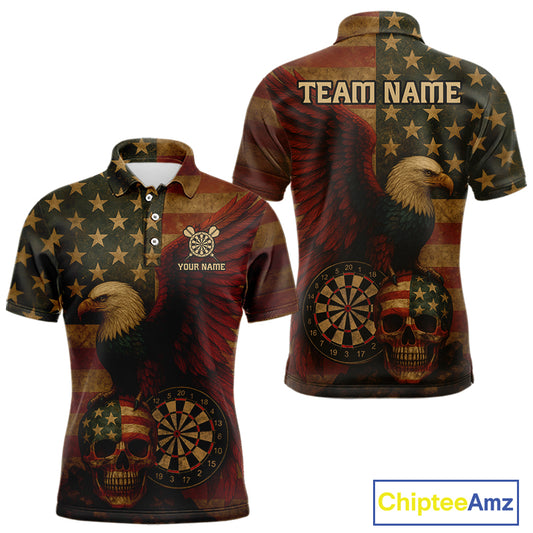 Custom Darts Shirt For Men Retro US Flag Patriotic Dart Jerseys, Vintage Dart Shirts NYN1122