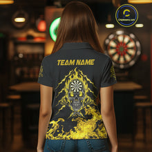 Load image into Gallery viewer, Custom Yellow Flames Skull Dart Arrow Women Men Polo Jerseys Flame Dart Team Shirt NYN1709