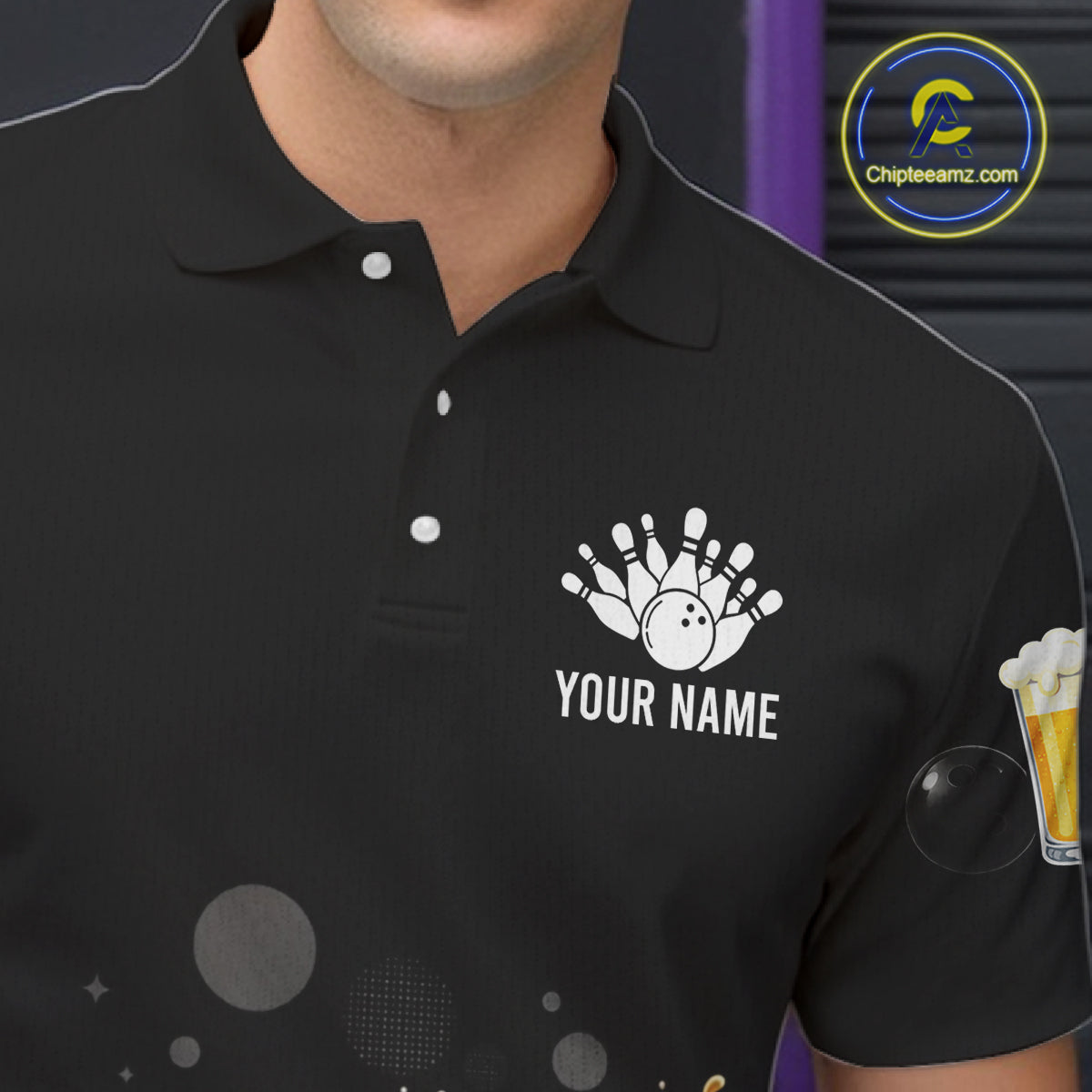 Personalized Beer Runner Funny Bowling Team Shirts For Men Bowling Polo & 1/4-Zip Jersey NYN2724