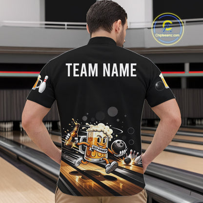 Personalized Beer Runner Funny Bowling Team Shirts For Men Bowling Polo & 1/4-Zip Jersey NYN2724
