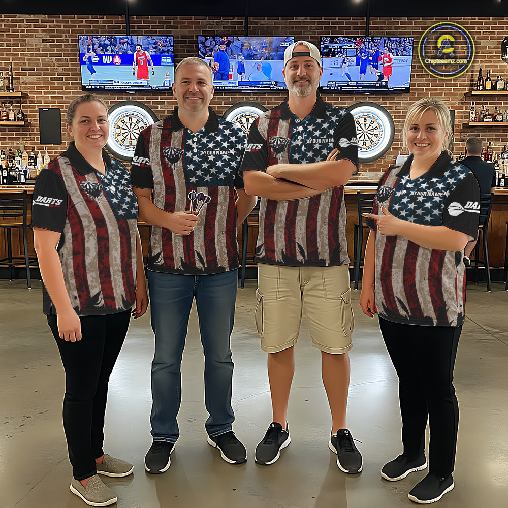 US Flag Dart Arrow & Dartboard Darts Polo Shirt For Women Custom Patriotic Dart Team Jerseys NYN2523