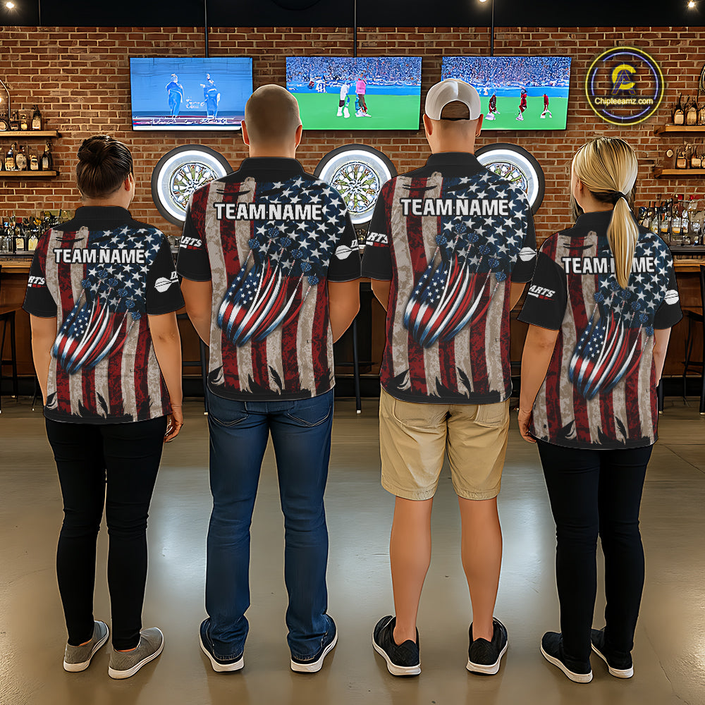 US Flag Dart Arrow & Dartboard Darts Polo Shirt For Women Custom Patriotic Dart Team Jerseys NYN2523