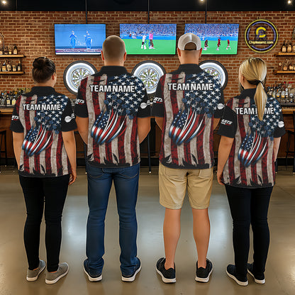 US Flag Dart Arrow & Dartboard Darts Polo Shirt For Women Custom Patriotic Dart Team Jerseys NYN2523