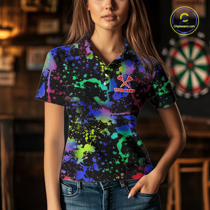 Heart Colorful Splatter Dartboard Women Darts Polo Shirt Custom Valentine Dart Couple Jerseys NYN2526
