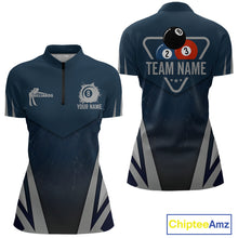 Load image into Gallery viewer, Personalized Dark Blue And Gray 8 Ball Billiard Pool Shirt For Women Custom Billiard Attire Team Jersey NYN3084